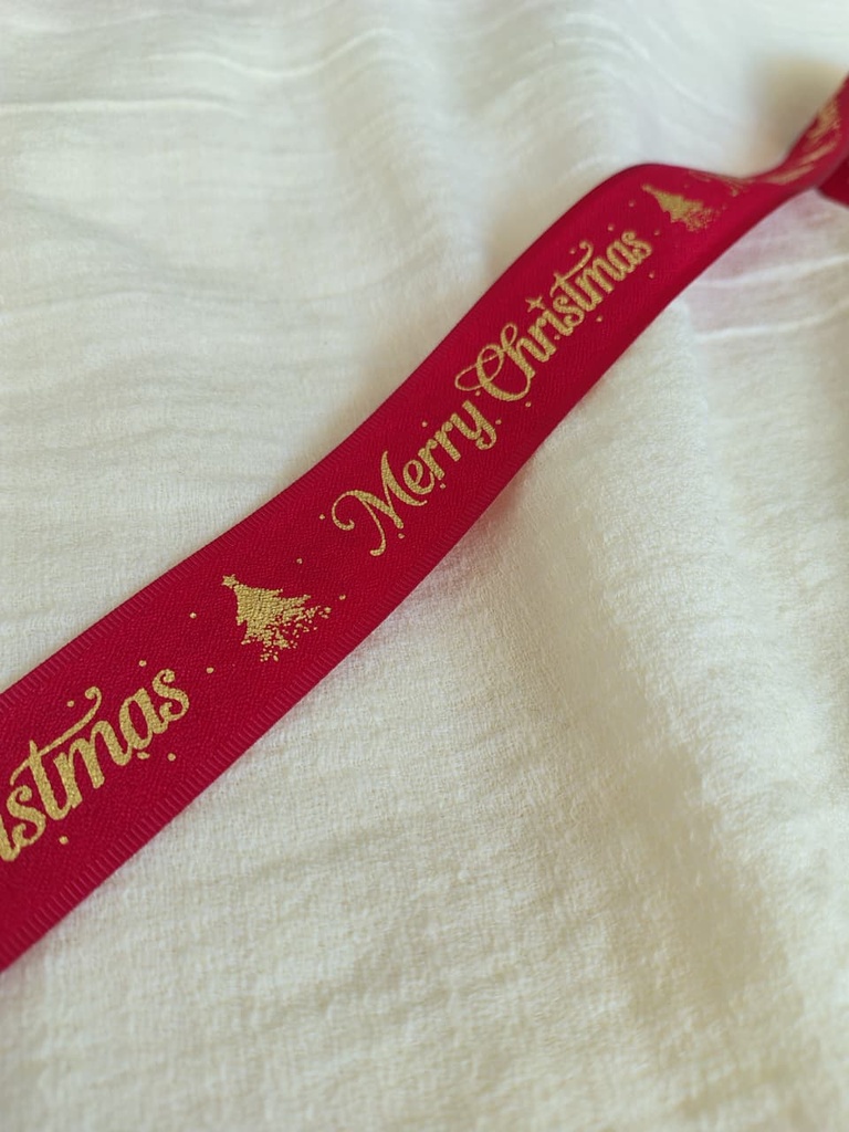 CINTA NAVIDEÑA MERRY CHRISTMAS 25MM - PIEZA X 10YDS 