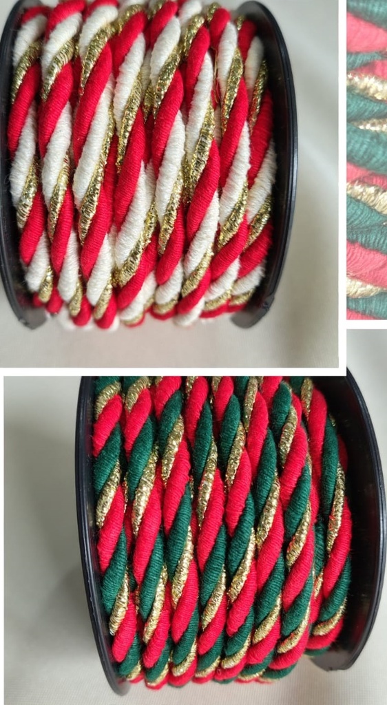 CORDON RETORCIDO CON LUREX DE 4MM - ROLLO X 10MTS