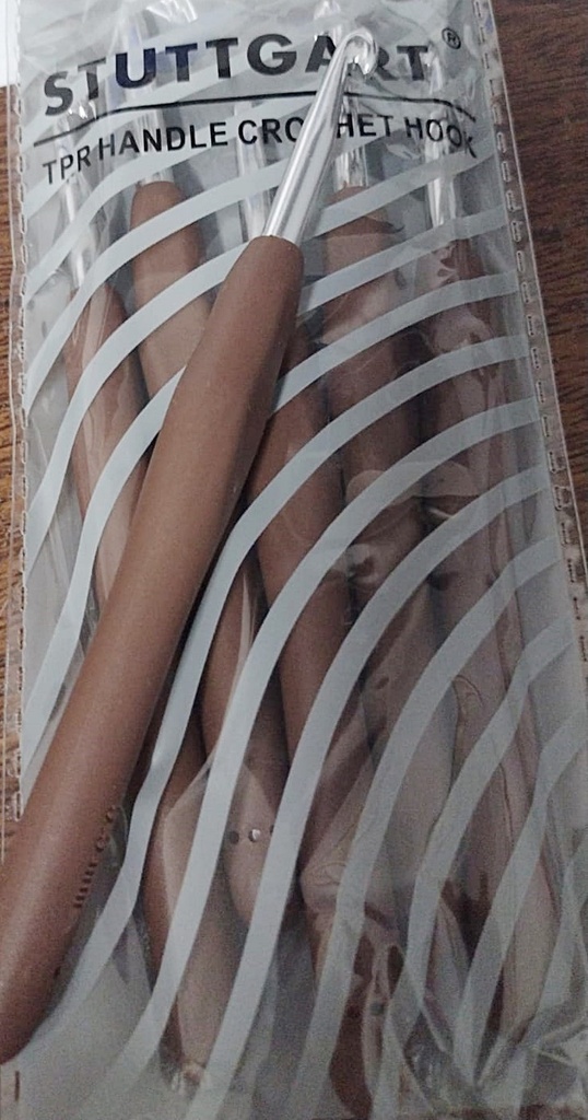 AGUJA DE CROCHET MANGO DE SILICONA STUTTGART - PAQUETES POR 6 UND- 