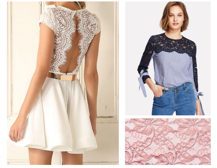 TELA ENCAJE C/LYCRA NEGRO/COLOR XKG  (RINDE POR 5MTS APROXIMADAMENTE)