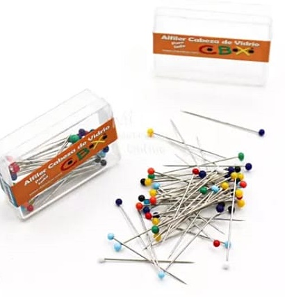 ALFILERES CABEZA DE VIDRIO CBX CAJA X 50UND