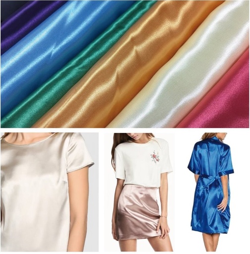 TELA DE RASO DE 1.5MTS DE ANCHO 100% POLIESTES ACABADO SATINADO Y BRILLANTE DE UN LADO Y OPACO DEL REVERSO - CAIDA FLUIDA 