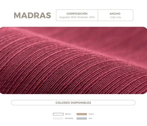 TELA MADRAS TERMOFIJADO X 3MTS DE ANCHO ( 80% DE ALGODON - 20% POLIESTER)