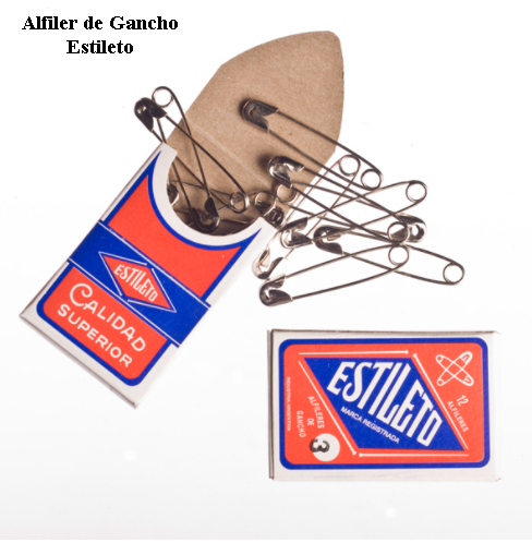 ALFILERES DE GANCHOS ESTILETO  X CAJA ( 12 ESTUCHES DE 1 DOCENA )
