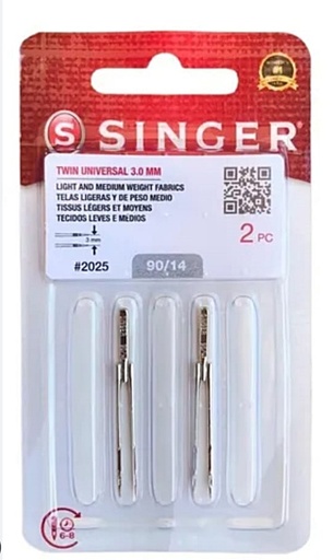 AGUJA DOBLE  P/ MAQUINA SINGER  ART 2025                   ( PAQ.X 2 UND )