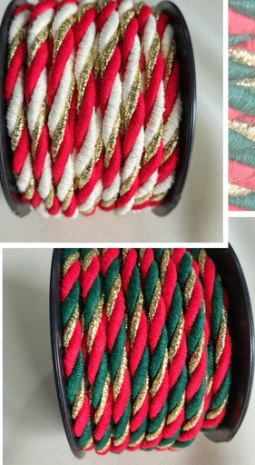 CORDON RETORCIDO CON LUREX DE 4MM - ROLLO X 10MTS